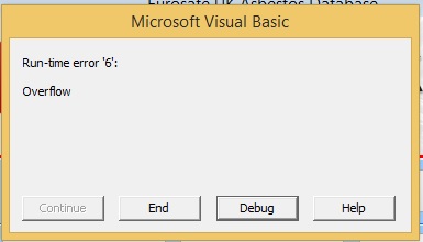 Microsoft Access run-time error 6 overflow dialog