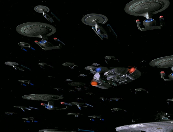 Federation fleet preparing to engage the Dominion fleet in Deep Space Nine