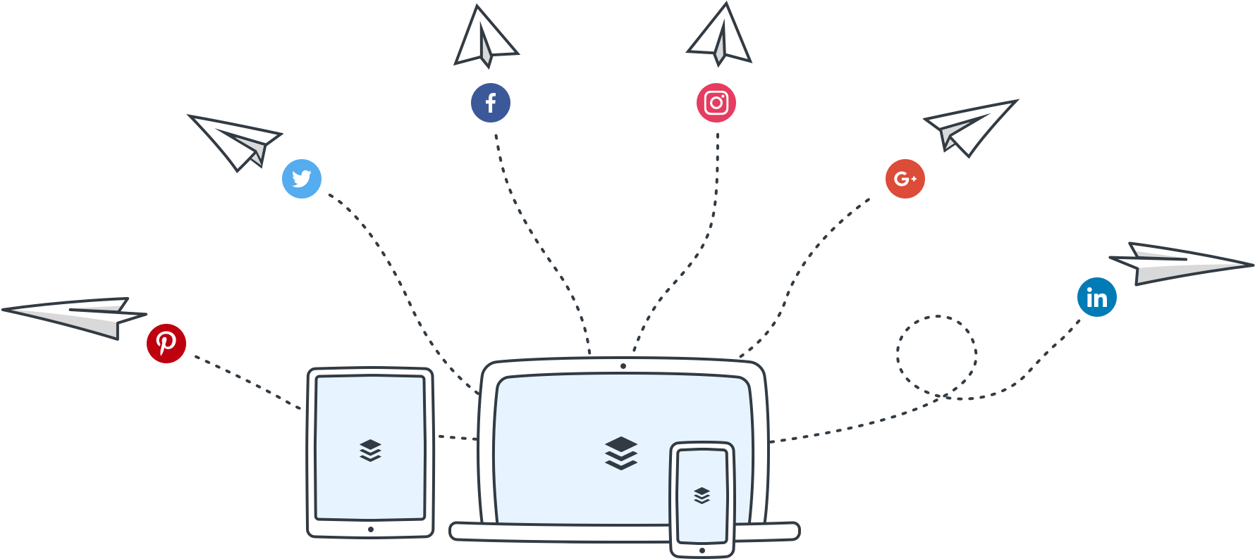 Buffer social media scheduling hub illustration
