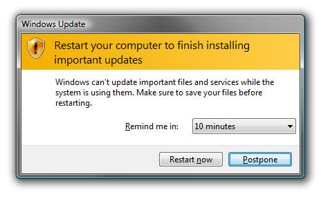 Windows Update settings screen showing active updates