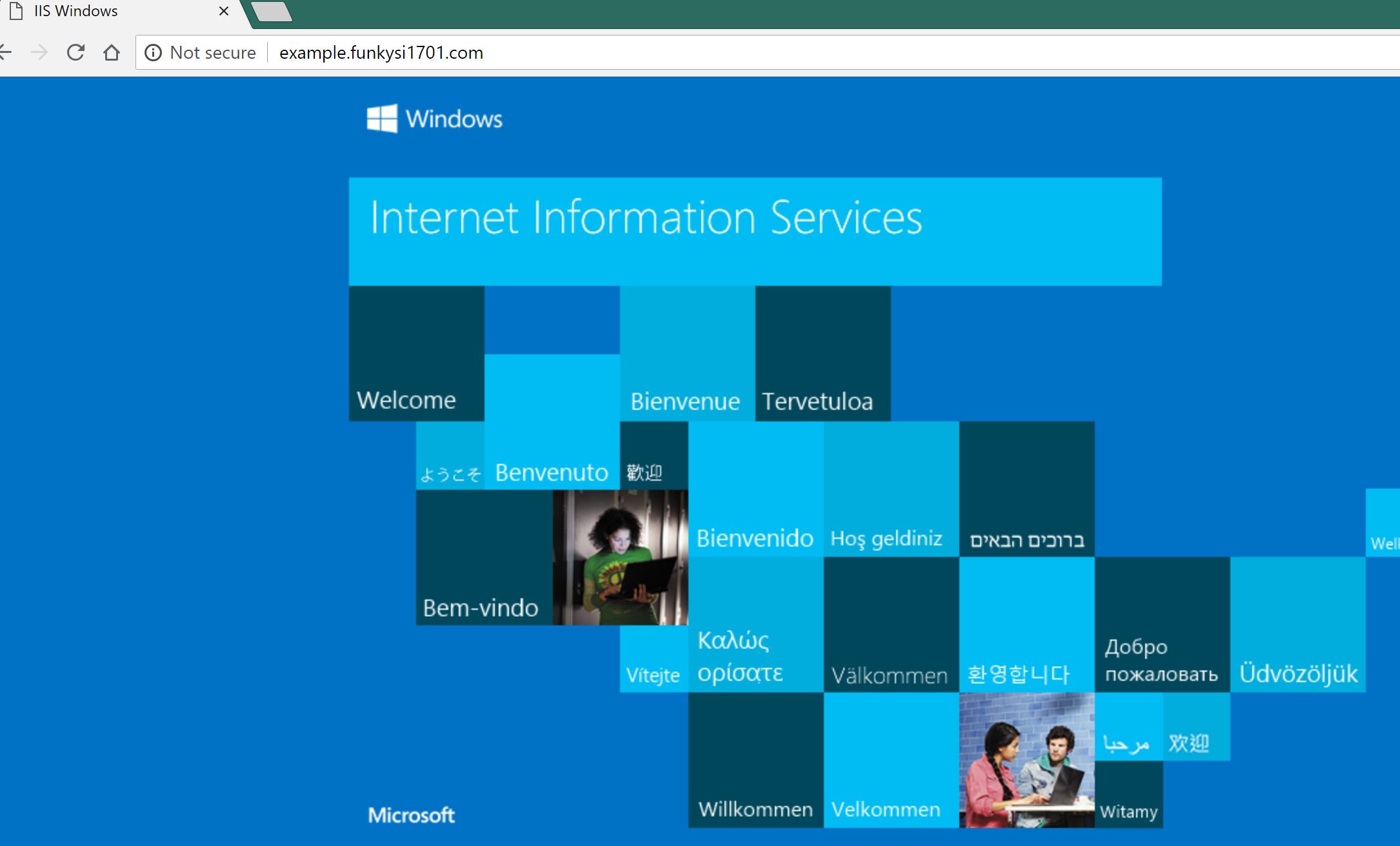 Default welcome page for IIS on Windows